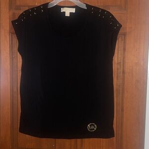 Michael Kors Black Top with Gold Stud Accents